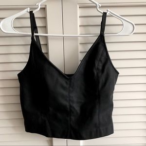 ZARA Black Leather Crop Top